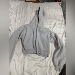 Aritzia TNA Pale Blue Cropped Hoodie